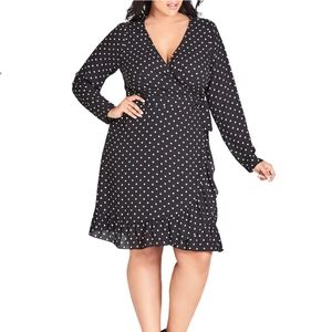Trendy Plus Size Polka-Dot Ruffled Wrap Dress